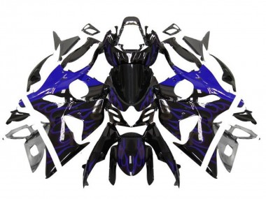 2009-2016 Suzuki GSXR 1000 Motorcycle Fairings - Glossy Black Blue Flame