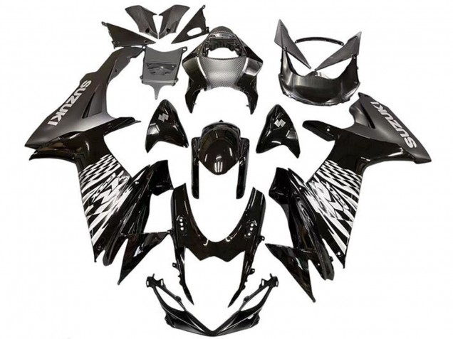 2011-2024 Suzuki GSXR 600 / GSXR 750 Motorcycle Fairings - Glossy Black Silver