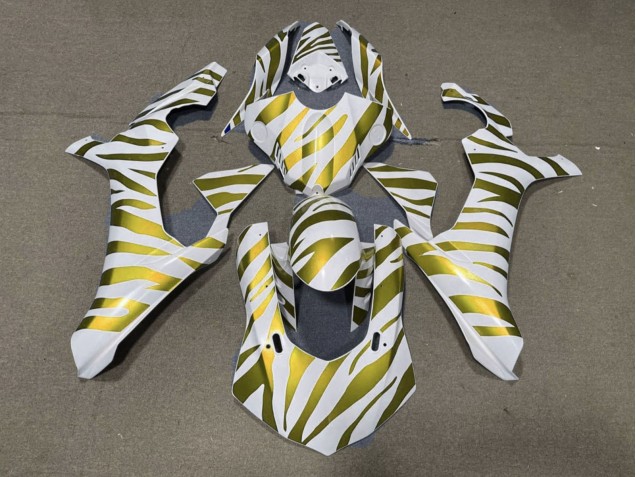 2015-2019 Yamaha YZF 1000 R1 Motorcycle Fairings - White Gold Zebra
