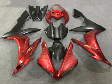 2004-2006 Yamaha YZF 1000 R1 Motorcycle Fairings - Red Faux Carbon Fiber Matte Black