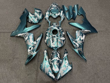 2004-2006 Yamaha YZF 1000 R1 Motorcycle Fairings - Teal Green White Grey Camouflage