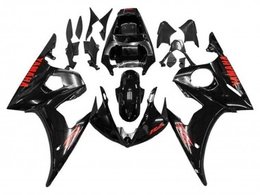 2005 Yamaha YZF R6 Motorcycle Fairings - Glossy Black Red