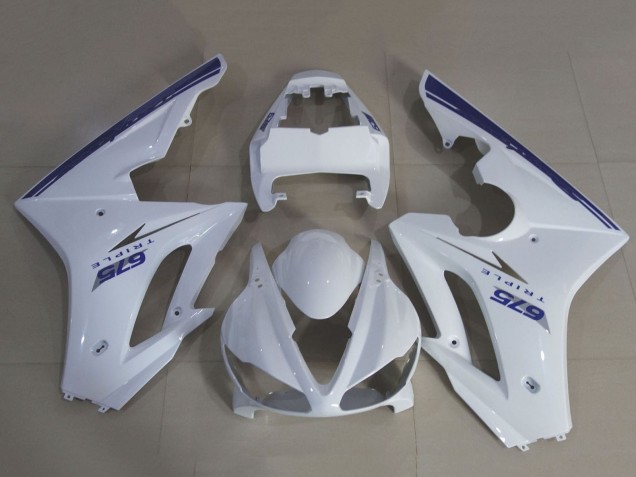 2009-2012 Triumph Daytona 675 Triple Motorcycle Fairing Kits - White Blue