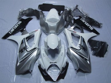 2007-2008 Suzuki GSXR 1000 Motorcycle Fairing - White Silver Black